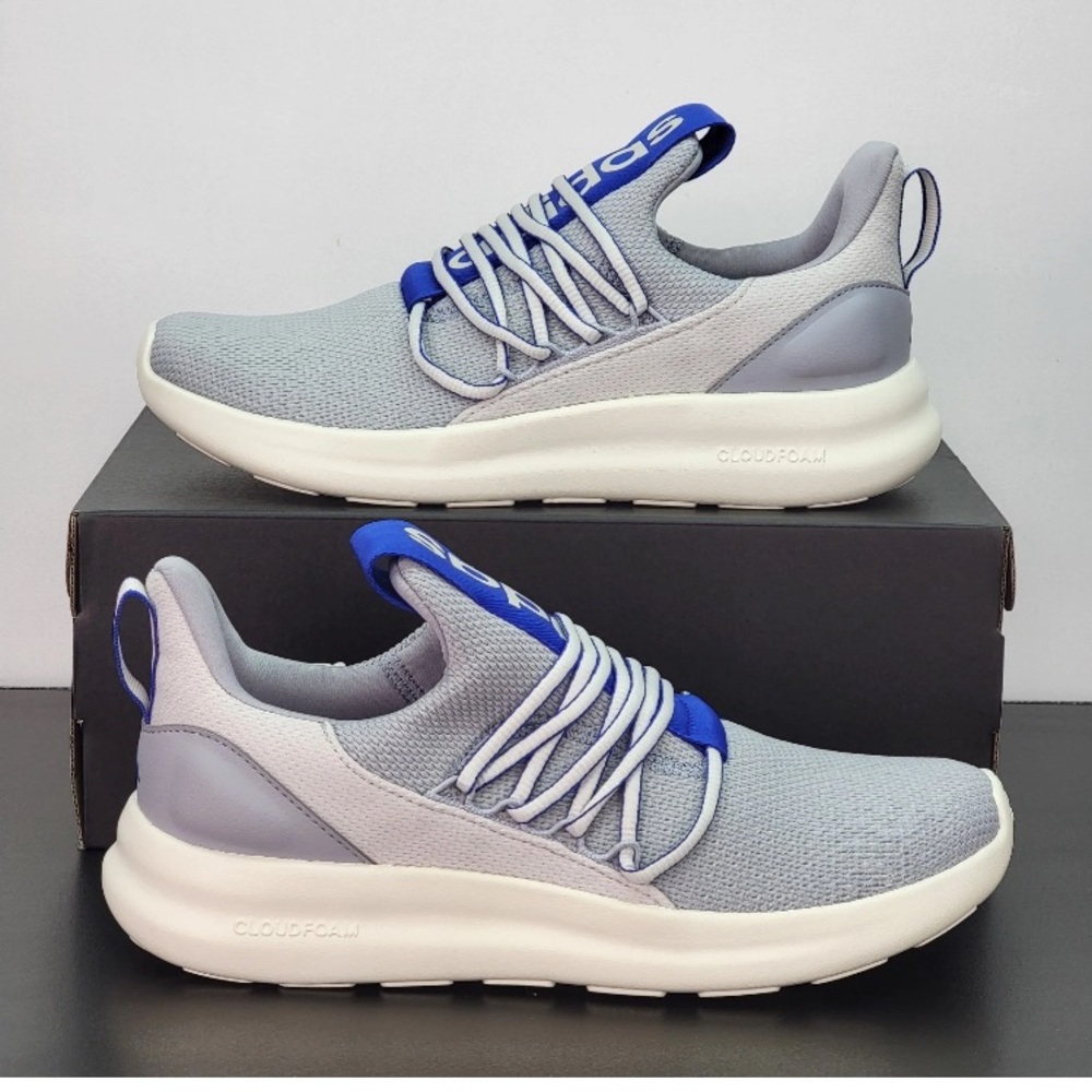 Adidas Light Gray Sneakers with Bold Blue Accents - Picture 2 of 3